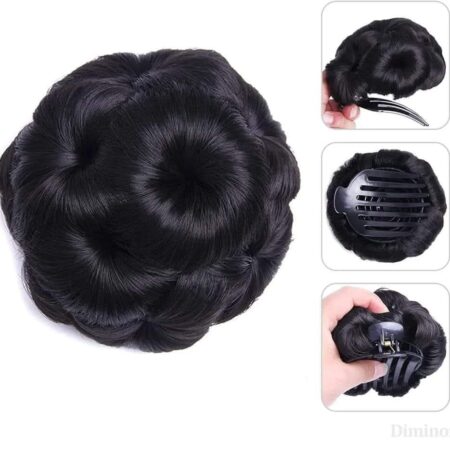 Faux Synthetic Hair Bun Extension Elastic Wavy Bridal Donut Chignon Hairpiece